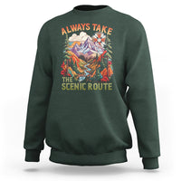 Outdoor Adventure Sweatshirt Always Take The Scenic Route Compass Hiking Camping - Wonder Print Shop