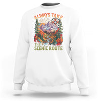 Outdoor Adventure Sweatshirt Always Take The Scenic Route Compass Hiking Camping - Wonder Print Shop