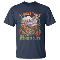 Outdoor Adventure T Shirt Always Take The Scenic Route Compass Hiking Camping - Wonder Print Shop