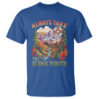 Outdoor Adventure T Shirt Always Take The Scenic Route Compass Hiking Camping - Wonder Print Shop