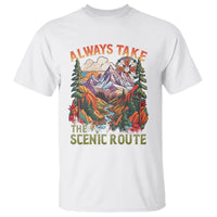 Outdoor Adventure T Shirt Always Take The Scenic Route Compass Hiking Camping - Wonder Print Shop