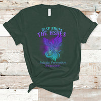Suicide Prevention T Shirt Rise From The Ashes Phoenix Teal And Purple Suicide Awareness - Wonder Print Shop