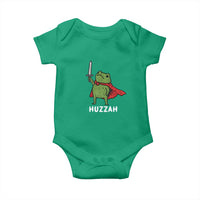 Funny Huzzah Frog Meme Baby Onesie Knight with Sword Whimsical Viral Amphibian Humor - Wonder Print Shop