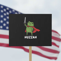 Funny Huzzah Frog Meme Protest Sign Knight with Sword Whimsical Viral Amphibian Humor - Wonder Print Shop
