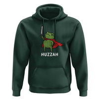 Funny Huzzah Frog Meme Hoodie Knight with Sword Whimsical Viral Amphibian Humor - Wonder Print Shop