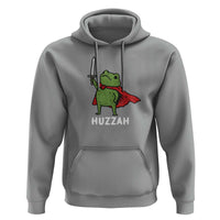Funny Huzzah Frog Meme Hoodie Knight with Sword Whimsical Viral Amphibian Humor - Wonder Print Shop