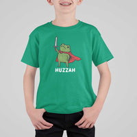 Funny Huzzah Frog Meme T Shirt For Kid Knight with Sword Whimsical Viral Amphibian Humor - Wonder Print Shop