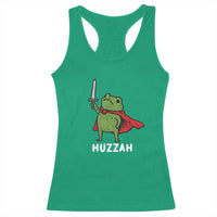 Funny Huzzah Frog Meme Racerback Tank Top Knight with Sword Whimsical Viral Amphibian Humor - Wonder Print Shop