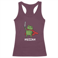 Funny Huzzah Frog Meme Racerback Tank Top Knight with Sword Whimsical Viral Amphibian Humor - Wonder Print Shop