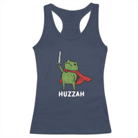 Funny Huzzah Frog Meme Racerback Tank Top Knight with Sword Whimsical Viral Amphibian Humor - Wonder Print Shop