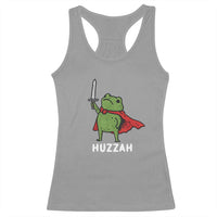 Funny Huzzah Frog Meme Racerback Tank Top Knight with Sword Whimsical Viral Amphibian Humor - Wonder Print Shop
