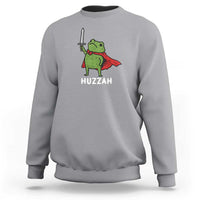 Funny Huzzah Frog Meme Sweatshirt Knight with Sword Whimsical Viral Amphibian Humor - Wonder Print Shop