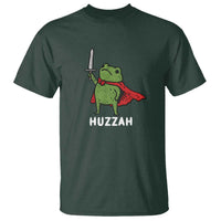 Funny Huzzah Frog Meme T Shirt Knight with Sword Whimsical Viral Amphibian Humor - Wonder Print Shop