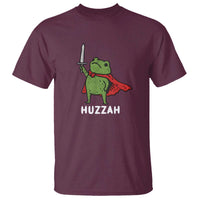 Funny Huzzah Frog Meme T Shirt Knight with Sword Whimsical Viral Amphibian Humor - Wonder Print Shop