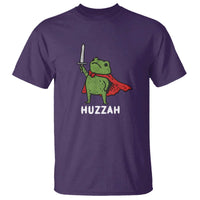 Funny Huzzah Frog Meme T Shirt Knight with Sword Whimsical Viral Amphibian Humor - Wonder Print Shop
