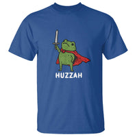 Funny Huzzah Frog Meme T Shirt Knight with Sword Whimsical Viral Amphibian Humor - Wonder Print Shop