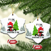 Black Cat Christmas Ceramic Ornament It's Fine I'm Fine Everything Is Fine - Wonder Print Shop