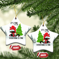 Black Cat Christmas Ceramic Ornament It's Fine I'm Fine Everything Is Fine - Wonder Print Shop