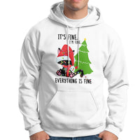 Black Cat Christmas Hoodie It's Fine I'm Fine Everything Is Fine - Wonder Print Shop