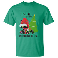 Black Cat Christmas T Shirt It's Fine I'm Fine Everything Is Fine - Wonder Print Shop