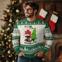 Black Cat Christmas Ugly Christmas Sweater It's Fine I'm Fine Everything Is Fine - Wonder Print Shop
