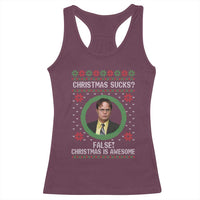 Christmas Sucks FALSE Christmas Is Awesome Racerback Tank Top Funny Xmas Office Holiday Humor - Wonder Print Shop