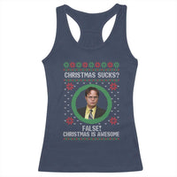 Christmas Sucks FALSE Christmas Is Awesome Racerback Tank Top Funny Xmas Office Holiday Humor - Wonder Print Shop