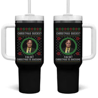 Christmas Sucks FALSE Christmas Is Awesome Tumbler With Handle Funny Xmas Office Holiday Humor - Wonder Print Shop