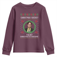 Christmas Sucks FALSE Christmas Is Awesome Youth Sweatshirt Funny Xmas Office Holiday Humor - Wonder Print Shop