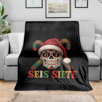 Seis Siete Christmas Meme Throw Blanket Sugar Skull 67 Santa Hat Candy Canes - Wonder Print Shop