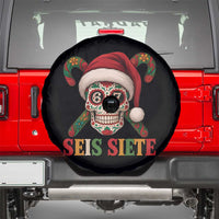 Seis Siete Christmas Meme Spare Tire Cover Sugar Skull 67 Santa Hat Candy Canes - Wonder Print Shop