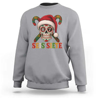 Seis Siete Christmas Meme Sweatshirt Sugar Skull 67 Santa Hat Candy Canes - Wonder Print Shop