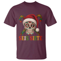 Seis Siete Christmas Meme T Shirt Sugar Skull 67 Santa Hat Candy Canes - Wonder Print Shop