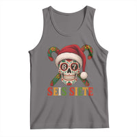 Seis Siete Christmas Meme Tank Top Sugar Skull 67 Santa Hat Candy Canes - Wonder Print Shop