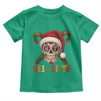 Seis Siete Christmas Meme Toddler T Shirt Sugar Skull 67 Santa Hat Candy Canes - Wonder Print Shop