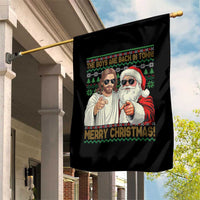 The Boys Are Back in Town Funny Christmas Garden Flag Cool Santa and Jesus Holiday Humor - Wonder Print Shop
