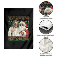 The Boys Are Back in Town Funny Christmas Garden Flag Cool Santa and Jesus Holiday Humor - Wonder Print Shop