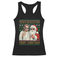 The Boys Are Back in Town Funny Christmas Racerback Tank Top Cool Santa and Jesus Holiday Humor - Wonder Print Shop