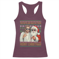 The Boys Are Back in Town Funny Christmas Racerback Tank Top Cool Santa and Jesus Holiday Humor - Wonder Print Shop