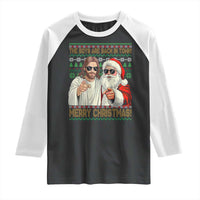 The Boys Are Back in Town Funny Christmas Raglan Shirt Cool Santa and Jesus Holiday Humor - Wonder Print Shop