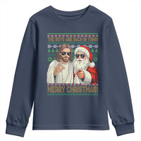 The Boys Are Back in Town Funny Christmas Youth Sweatshirt Cool Santa and Jesus Holiday Humor - Wonder Print Shop