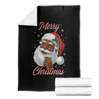 Merry Christmas Black Santa Claus Throw Blanket Retro Nostalgic Festive Holiday - Wonder Print Shop