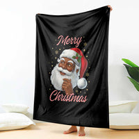 Merry Christmas Black Santa Claus Throw Blanket Retro Nostalgic Festive Holiday - Wonder Print Shop