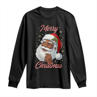 Merry Christmas Black Santa Claus Long Sleeve Shirt Retro Nostalgic Festive Holiday - Wonder Print Shop