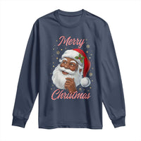 Merry Christmas Black Santa Claus Long Sleeve Shirt Retro Nostalgic Festive Holiday - Wonder Print Shop