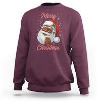 Merry Christmas Black Santa Claus Sweatshirt Retro Nostalgic Festive Holiday - Wonder Print Shop