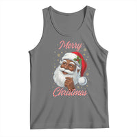 Merry Christmas Black Santa Claus Tank Top Retro Nostalgic Festive Holiday - Wonder Print Shop