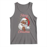 Merry Christmas Black Santa Claus Tank Top Retro Nostalgic Festive Holiday - Wonder Print Shop