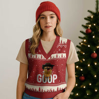 Goop Meme Explosion V-Neck Knit Sweater Vest Screaming Peanut Cowboy Brainrot Energy - Wonder Print Shop
