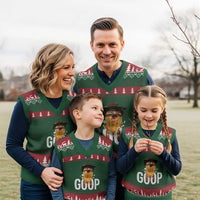 Goop Meme Explosion V-Neck Knit Sweater Vest Screaming Peanut Cowboy Brainrot Energy - Wonder Print Shop